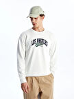 LCW Casual Ekru Bisiklet Yaka Uzun Kollu Baskılı Erkek Sweatshirt