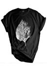 Store Unisex Baskılı Tişört Outdoor Sport T-shirt YAPRAK SİYAH