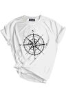 Store Unisex Baskılı Tişört Outdoor Sport T-shirt PUSULA BEYAZ