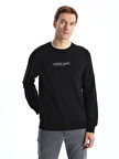 LCWAIKIKI Classic SİYAH Bisiklet Yaka Uzun Kollu Baskılı Erkek Kalın Sweatshirt