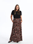 LCW Grace SİYAH Beli Lastikli Desenli Kadın Etek