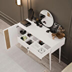 Mezza 2242 LOVE AYNALI(AHŞAP AYAKLI)MDF PROFİL ÇERÇEVELİ ÇEKMECELİ KAPAKLI 120CM MAKYAJ MASASI BEYAZ YUNUS