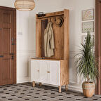 Mezza 5090 ROMA SOL AYNALI 3 KAPAKLI (MEMBRAN) 3 ASKILI BOHEM PORTMANTO ATLANTİK ÇAM - BEYAZ