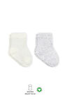 Bistyle Puan Derby Penye Soket Çorap 2Li BS10103 Gri Ekru