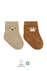 Bistyle Bear Penye Soket Çorap 2'Li BS10116 Bej