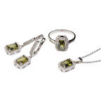 AgaKulche Baget Taşlı Gümüş Kare Model Takı Seti S6-KO (925)