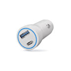 Polosmart PBS134 Hızlı 1 USB 1 PD Çıkışlı 20W Araç Şarjı Beyaz