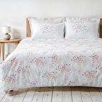 Lavena Çift Kişilik Nevresim Takımı %100 Pamuk 210 TC 83 Tel Saten Digital Baskılı Krem-Pembe