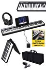 Midex PLX-100BK Taşınabilir Dijital Piyano Tuş Hassasiyetli 88 Tuş Bluetooth Şarjlı (Sustain Pedalı Kulaklık Çanta Metod)