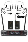 Lastvoice Lv-502YY UHF Dijital 2x30 Kanal Çiftli Yaka Telsiz Kablosuz Mikrofon (Headset Hediyeli)