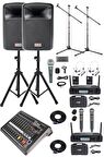 Midex Extreme Paket-3 Mixer Hoparlör Mikrofon Full Ses Sistemi Seti
