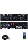 Hepa Merz HB-200 Stereo Mixer Amfi 4-8 Ohm 2 Çıkışlı 2x100W Anfi Bluetooth Usb