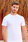 Berrak Erkek Beyaz Süprem 0 Yaka T-shirt 10036 