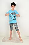 erkek çocuk kapri pijama takımı bronx crazy mavi 