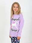 Kız Çocuk Uzun Kollu %100 Pamuklu Pijama Takımı Magical Horse