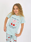Kız Çocuk Kısa Kollu %100 Pamuklu Pijama Takımı Cherry