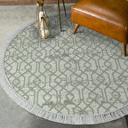 Dekoreko Kaymaz Taban Djt Salon Halısı Trend Saçaklı Yuvarlak Modern 757