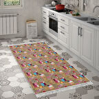 Dekoreko Kaymaz Taban Djt Mutfak Halısı Yıldız Deri Saçaklı Modern 2155M