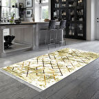 Dekoreko Kaymaz Taban Djt Mutfak Halısı Star Pamuk Saçaklı Modern M5026