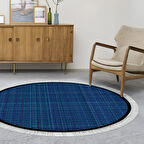 Alanur Home Kaymaz Taban Djt Banyo Mutfak Salon Halı Yıldız Deri Saçaklı Yuvarlak Dokuma Desen E5007