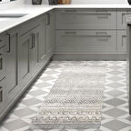 Dekoreko Kaymaz Taban Djt Mutfak Halısı Yıldız Deri Saçaklı İskandinav F5087