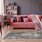 Dekoreko Kaymaz Taban Djt Salon Halısı Yıldız Deri Saçaklı İskandinav F5132