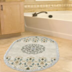Dekoreko Kaymaz Taban Djt Banyo Halısı Trend Saçaklı Oval Modern 1491