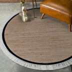 Alanur Home Kaymaz Taban Djt Banyo Mutfak Salon Halı  Trend Saçaklı Yuvarlak Dokuma Desen E5001