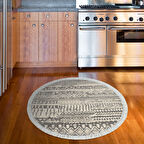 Dekoreko Kaymaz Taban Djt Mutfak Halısı Yıldız Deri Saçaklı Yuvarlak İskandinav F5080