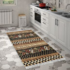 Dekoreko Kaymaz Taban Djt Mutfak Halısı Star Pamuk Saçaklı Modern Mu127