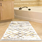 Dekoreko Kaymaz Taban Djt Banyo Halısı Trend Saçaklı Modern M5026