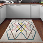 Dekoreko Kaymaz Taban Djt Mutfak Halısı Yıldız Deri Saçaklı Modern P1525