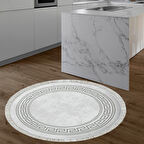 Dekoreko Kaymaz Taban Djt Mutfak Halısı Star Pamuk Saçaklı Yuvarlak Modern 626M