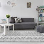 Dekoreko Kaymaz Taban Djt Salon Halısı Yıldız Deri Saçaklı İskandinav F5078