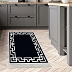 Dekoreko Kaymaz Taban Djt Mutfak Halısı Yıldız Deri Saçaklı Modern F5035