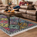 Dekoreko Kaymaz Taban Djt Salon Halısı Star Pamuk Saçaklı İskandinav F5008