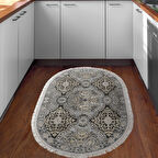 Dekoreko Kaymaz Taban Djt Mutfak Halısı Trend Saçaklı Oval Modern 659M
