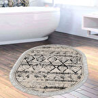 Dekoreko Kaymaz Taban Djt Banyo Halısı Trend Saçaklı Oval İskandinav M5141