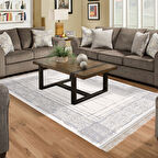 Dekoreko Kaymaz Taban Djt Salon Halısı Yıldız Deri Saçaklı Modern M5076