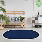 Alanur Home Kaymaz Taban Djt Banyo Mutfak Salon Halı  Trend Saçaklı Oval Dokuma Desen E5007