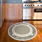 Dekoreko Kaymaz Taban Djt Mutfak Halısı Yıldız Deri Saçaklı Yuvarlak Modern 657M