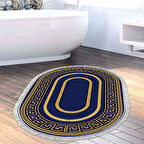 Dekoreko Kaymaz Taban Djt Banyo Halısı Star Pamuk Saçaklı Oval Modern 651M