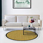 Alanur Home Kaymaz Taban Djt Banyo Mutfak Salon Halı Yıldız Deri Saçaklı Yuvarlak Dokuma Desen E5007