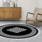 Dekoreko Kaymaz Taban Djt Salon Halısı Yıldız Deri Saçaklı Yuvarlak Modern 656M