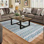 Dekoreko Kaymaz Taban Djt Salon Halısı Yıldız Deri Saçaklı İskandinav F5082