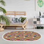 Dekoreko Kaymaz Taban Djt Salon Halısı Trend Saçaklı Oval Modern 2155M