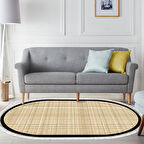 Alanur Home Kaymaz Taban Djt Banyo Mutfak Salon Halı  Trend Saçaklı Oval Dokuma Desen E5007