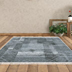 Dekoreko Kaymaz Taban Djt Salon Halısı Yıldız Deri Saçaklı İskandinav F5132