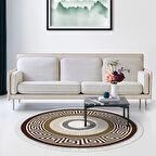 Dekoreko Kaymaz Taban Djt Salon Halısı Star Pamuk Saçaklı Yuvarlak Modern 675M