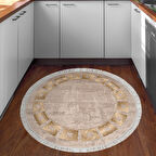 Dekoreko Kaymaz Taban Djt Mutfak Halısı Trend Saçaklı Yuvarlak Modern 691M